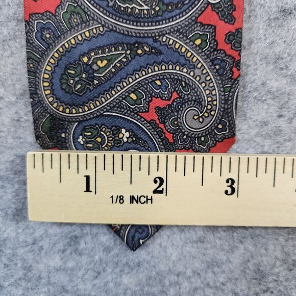 Robert Talbott Jarrod's Necktie Red & Blue Paisley Silk Hand Sewn & Printed 3x57 - Picture 8 of 9